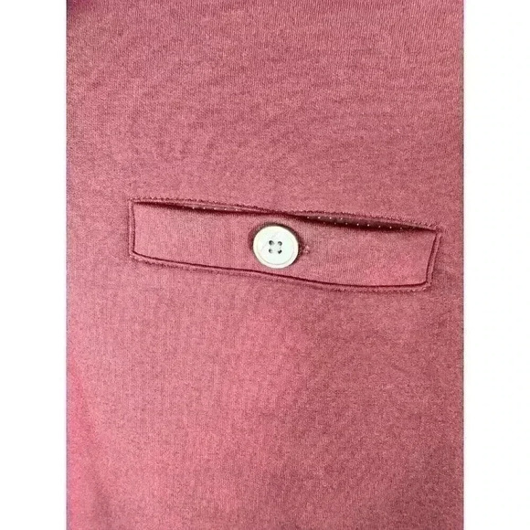 Kirkland Signature Men’s Quarter 1/4 Zip Pullover Burgundy Pocket Button Front M - Picture 3 of 6